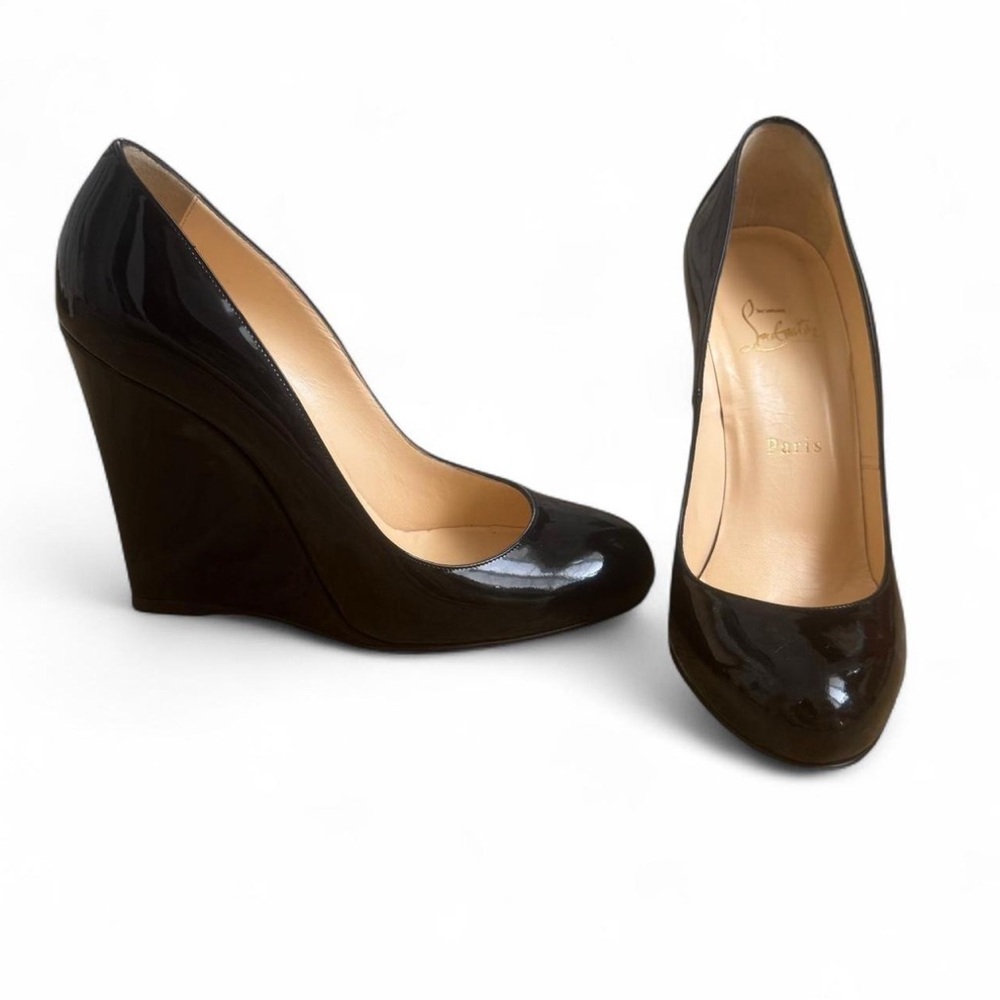 Christian Louboutin Black Patent Wedges